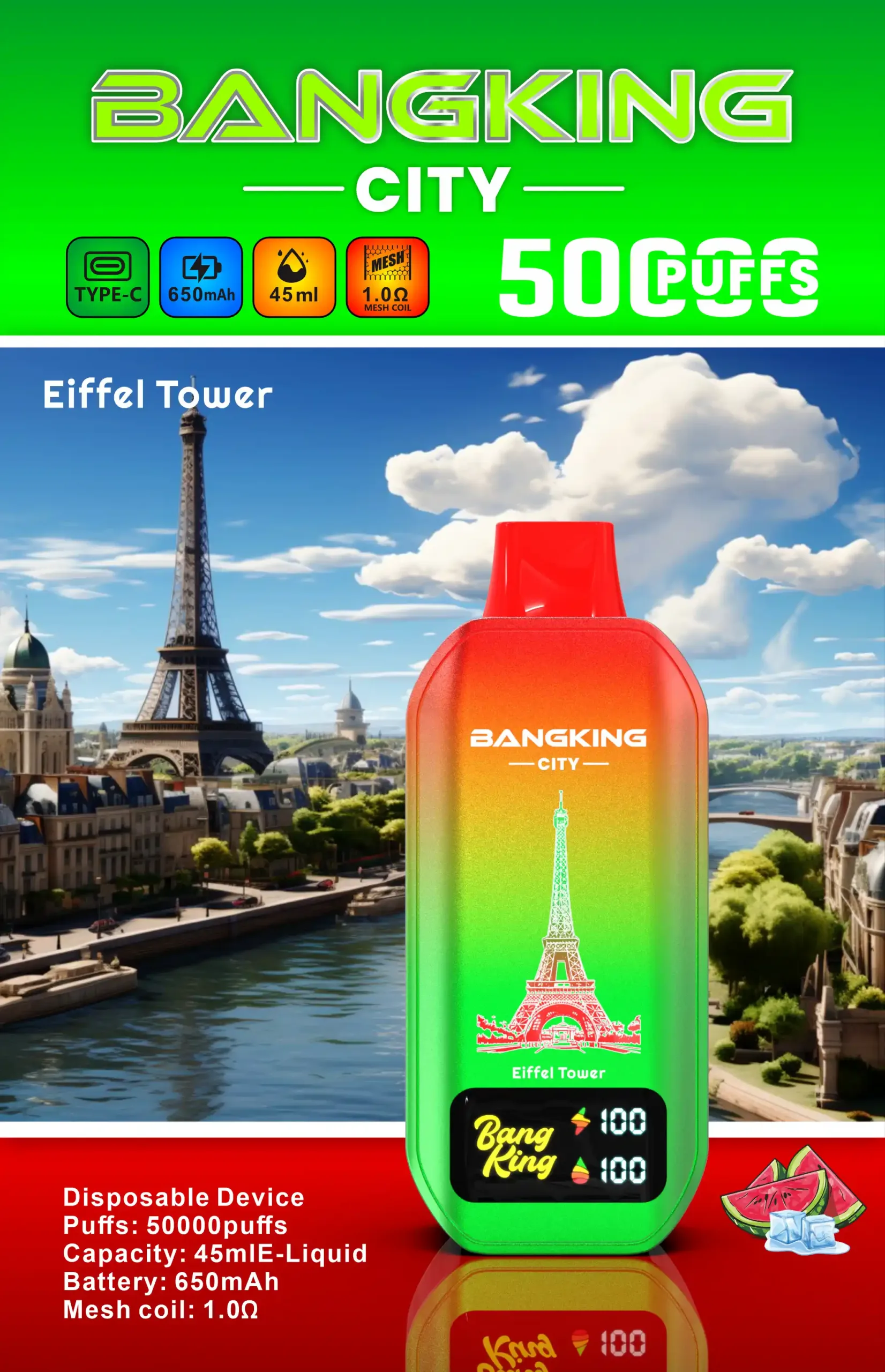 BANG KING 50000 puffs CITY BK5 CT Vape jetable puissante