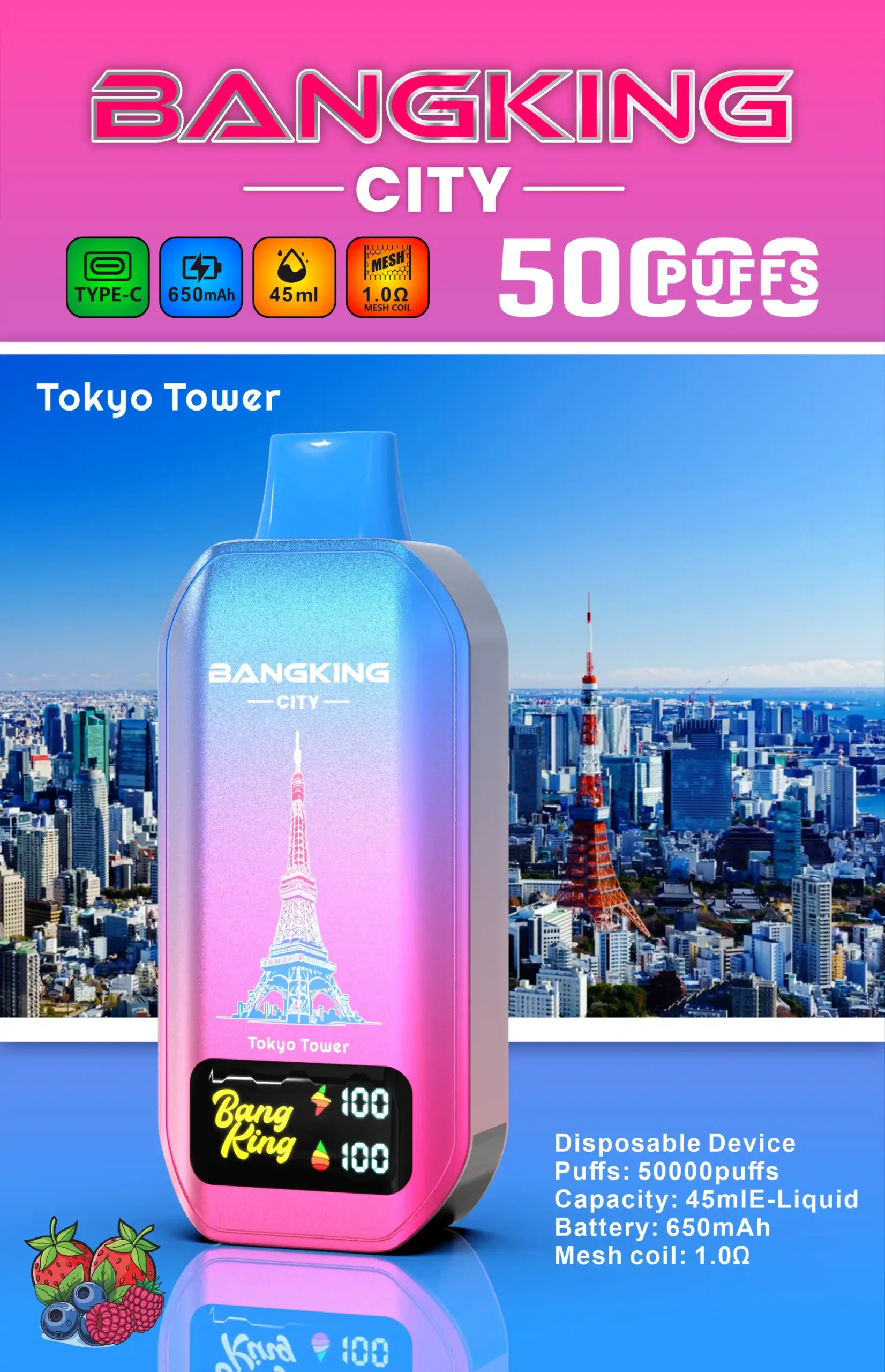 BANG KING 50000 puffs CITY BK5 CT Vape jetable puissante