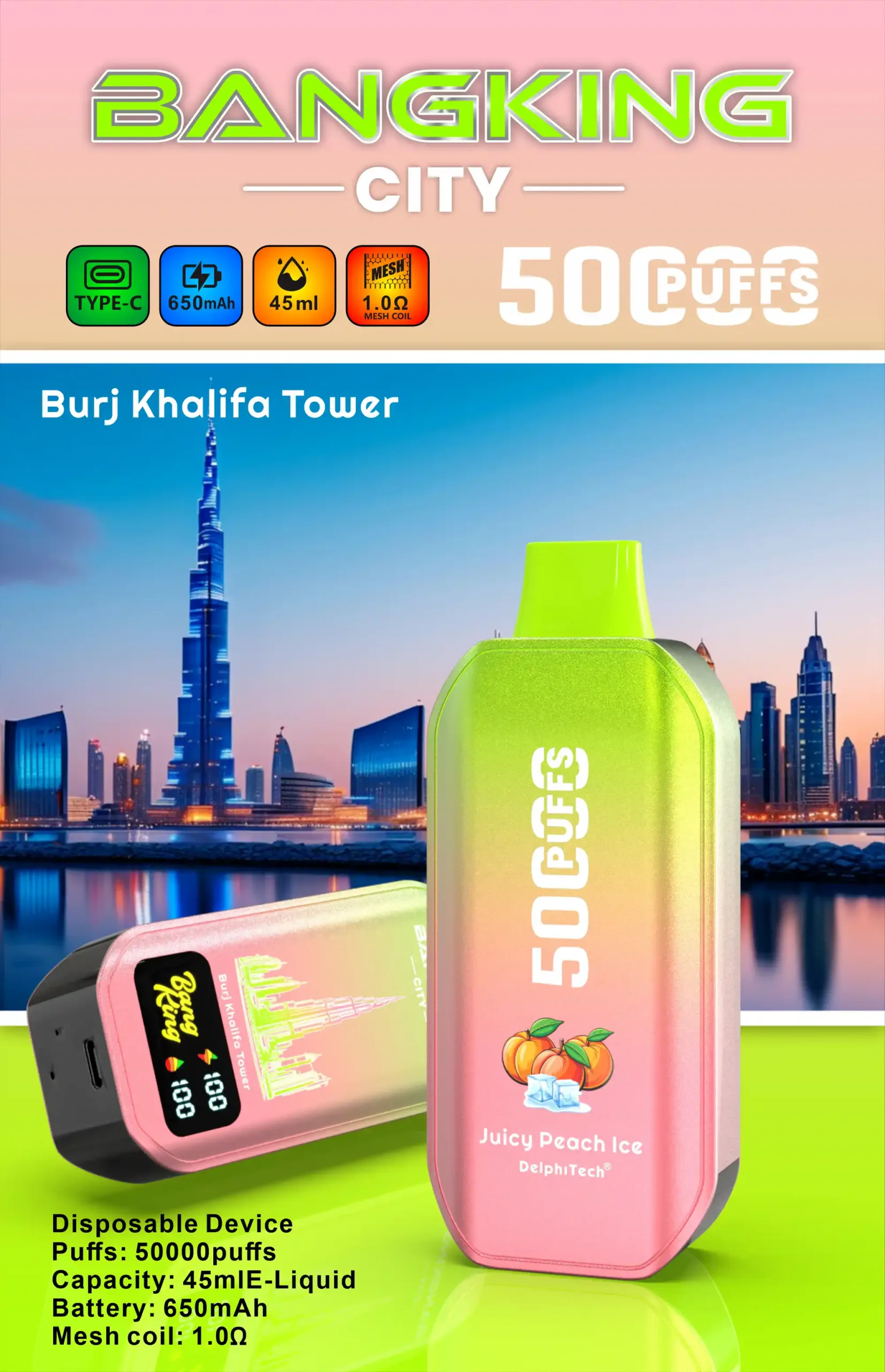 BANG KING 50000 puffs CITY BK5 CT Vape jetable puissante