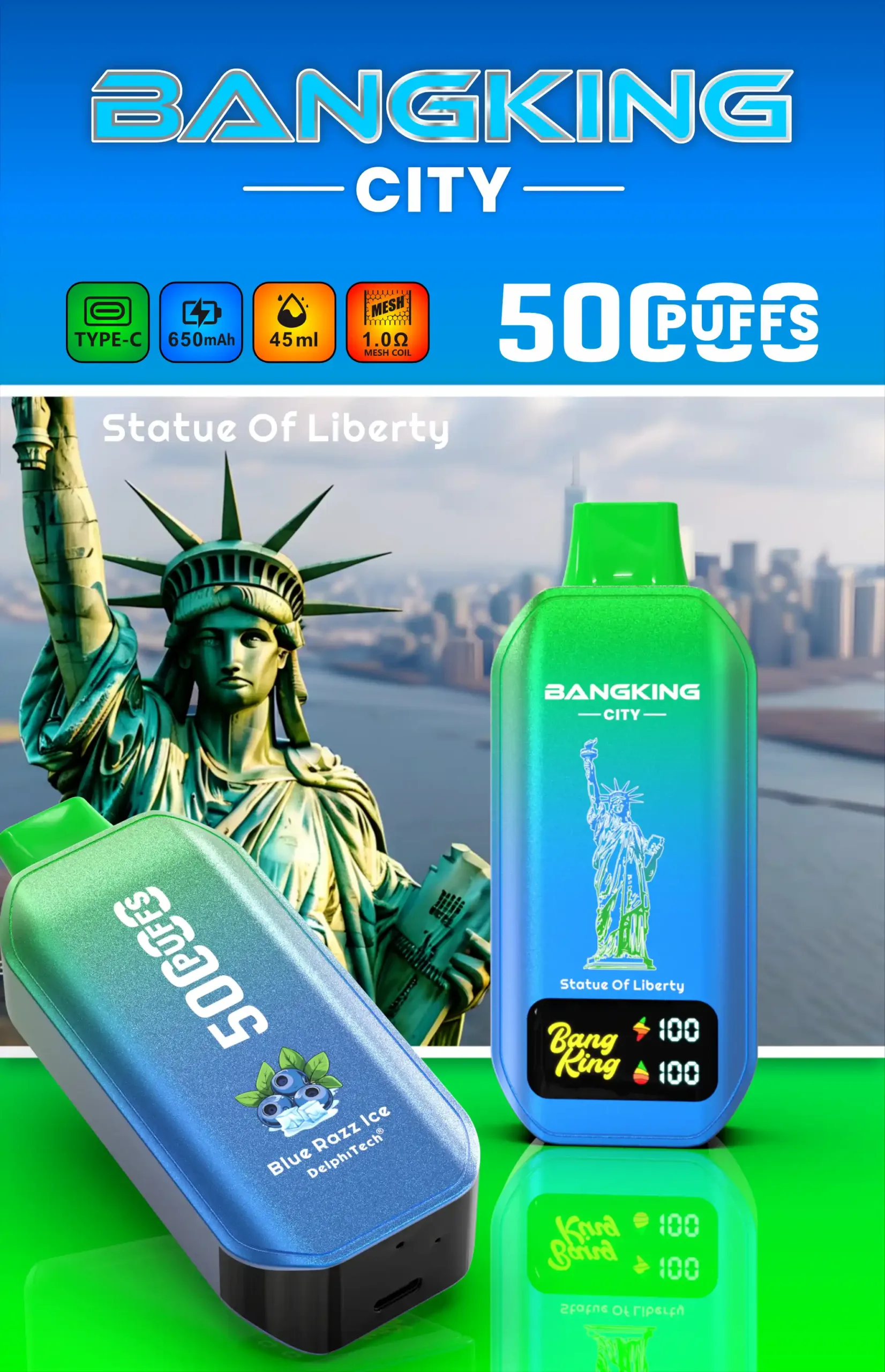 BANG KING 50000 puffs CITY BK5 CT Vape jetable puissante