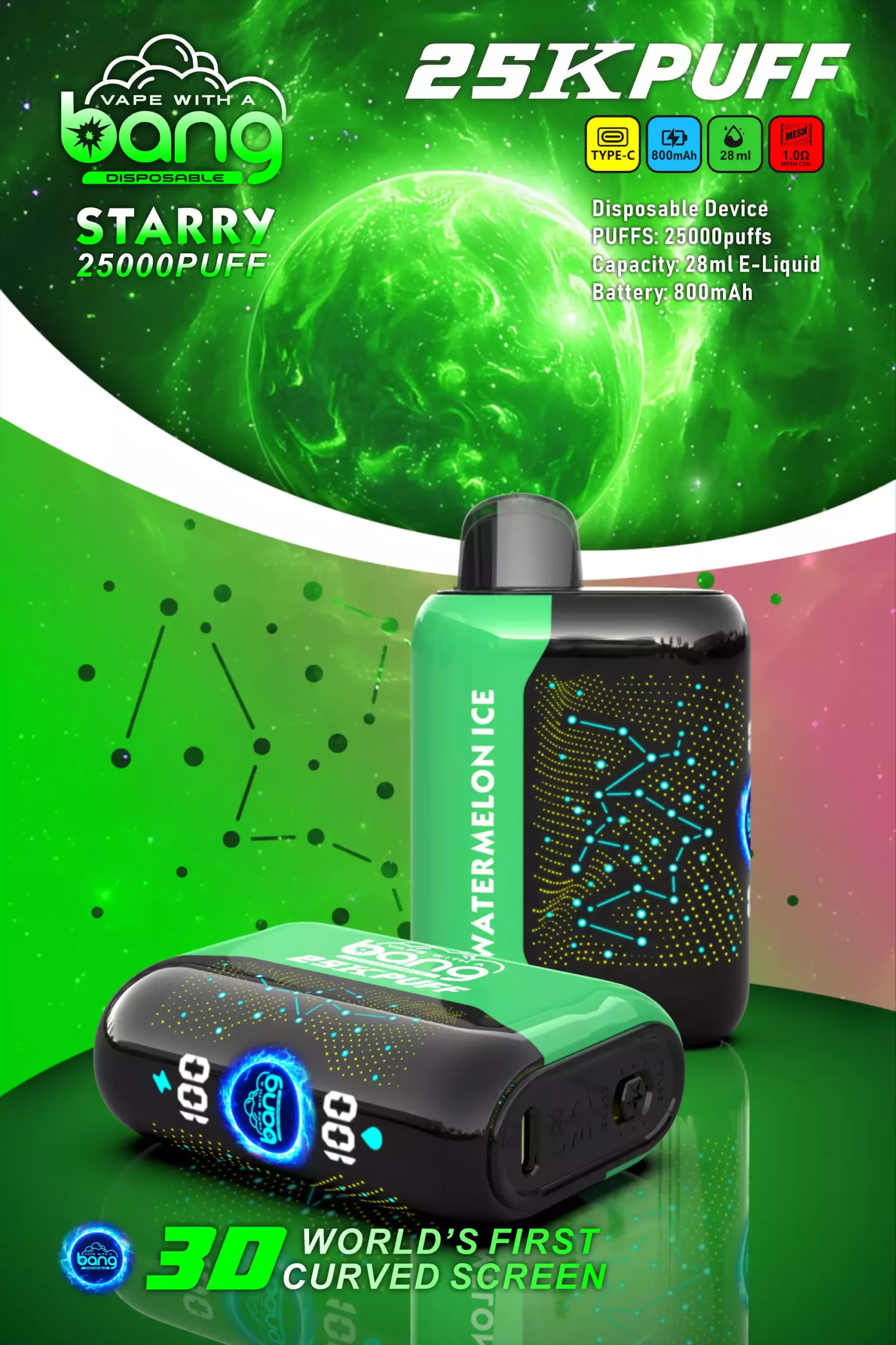 Bang STARRY 25000 Puffs Disposable Vape Autonomie Goût Liberté