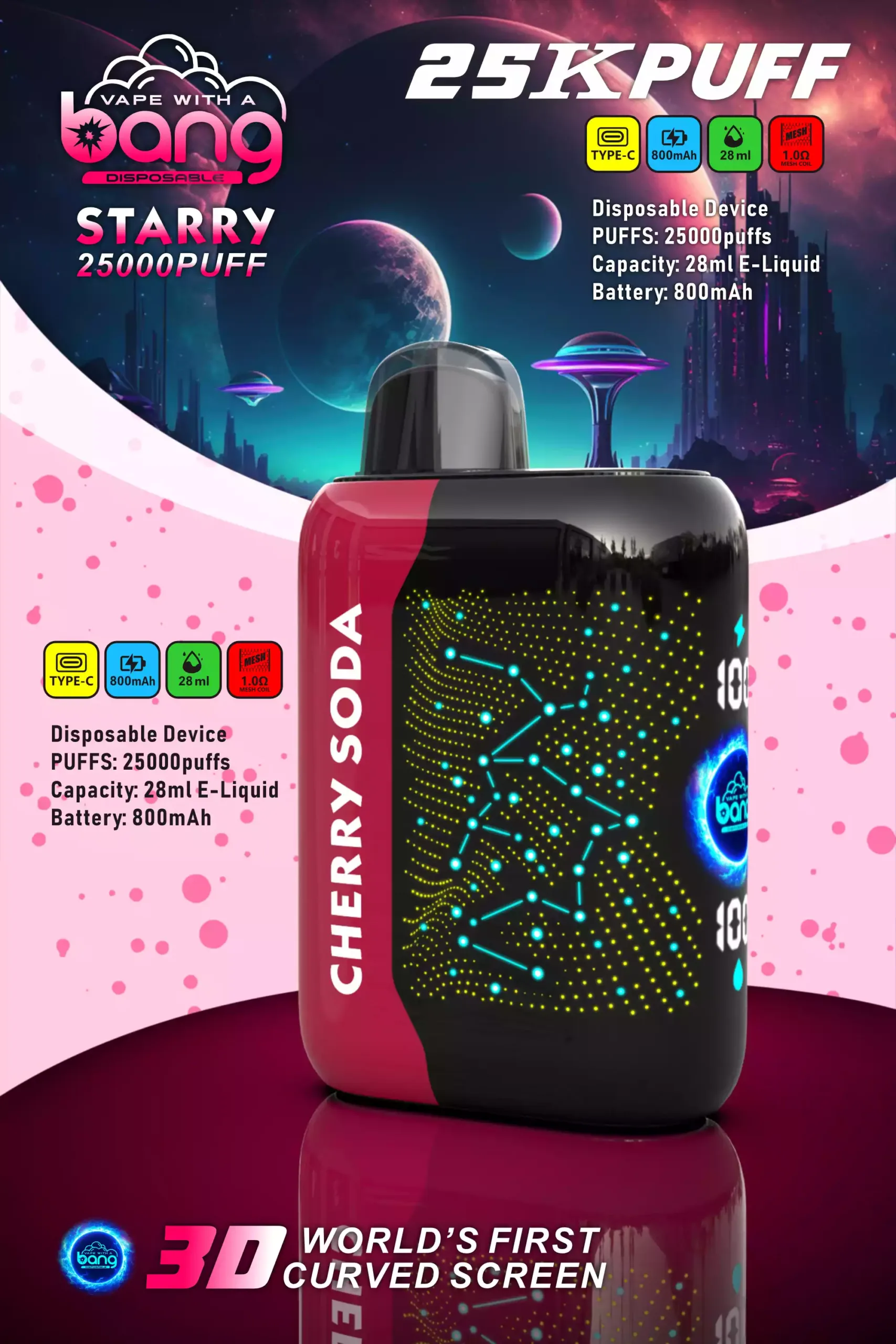 Bang STARRY 25000 Puffs Disposable Vape Autonomie Goût Liberté