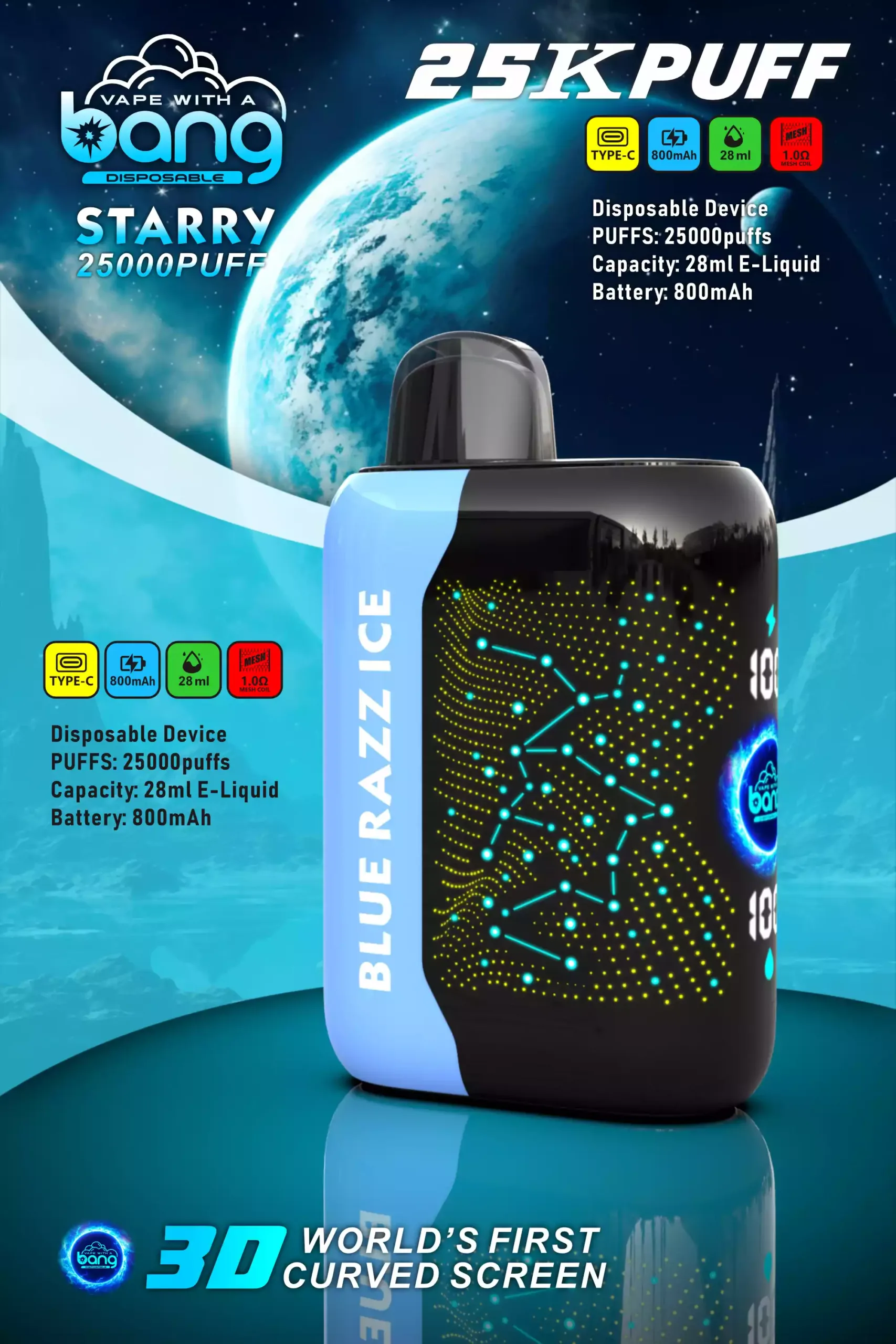 Bang STARRY 25000 Puffs Disposable Vape Autonomie Goût Liberté