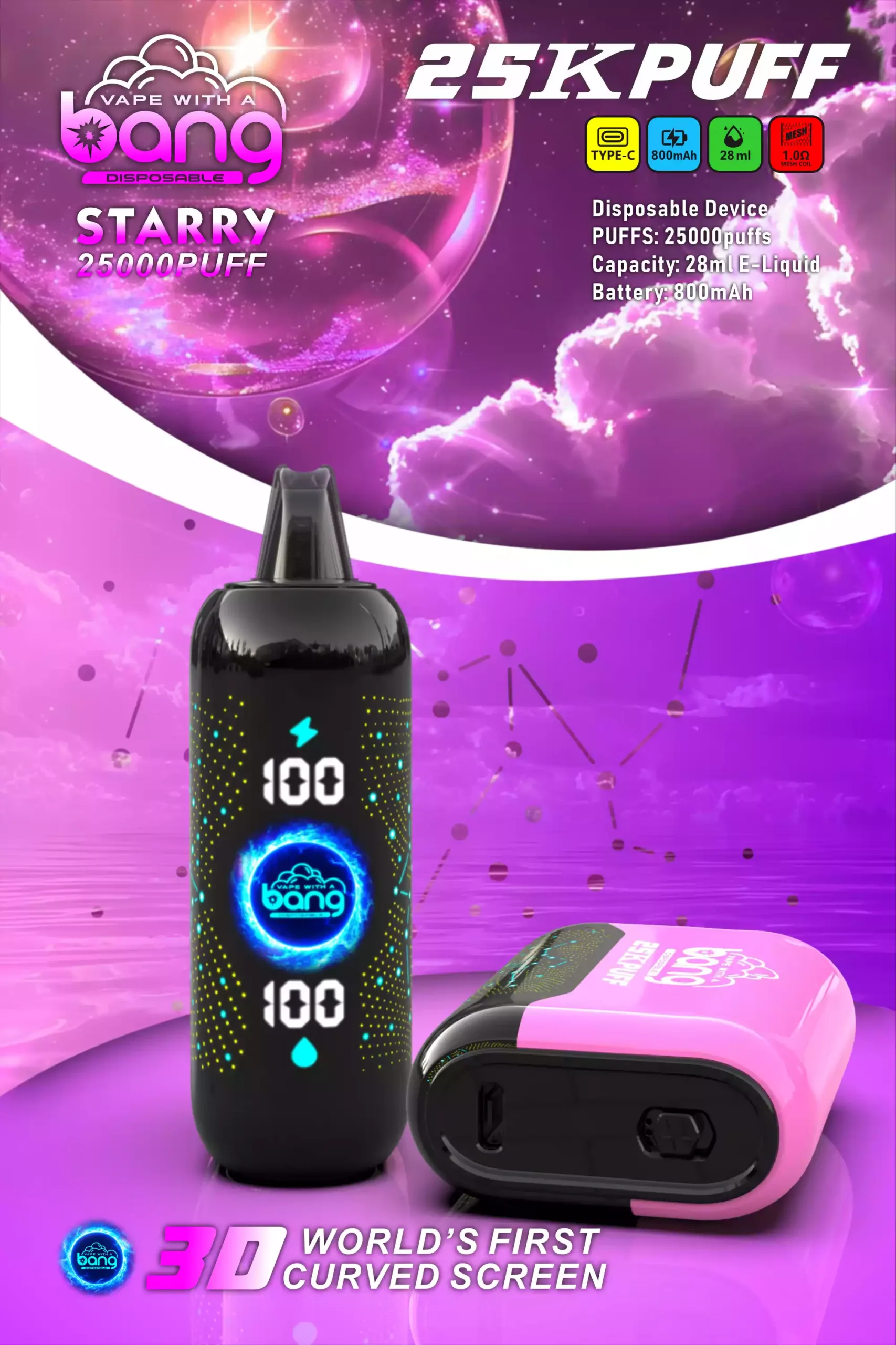 Bang STARRY 25000 Puffs Disposable Vape Autonomie Goût Liberté
