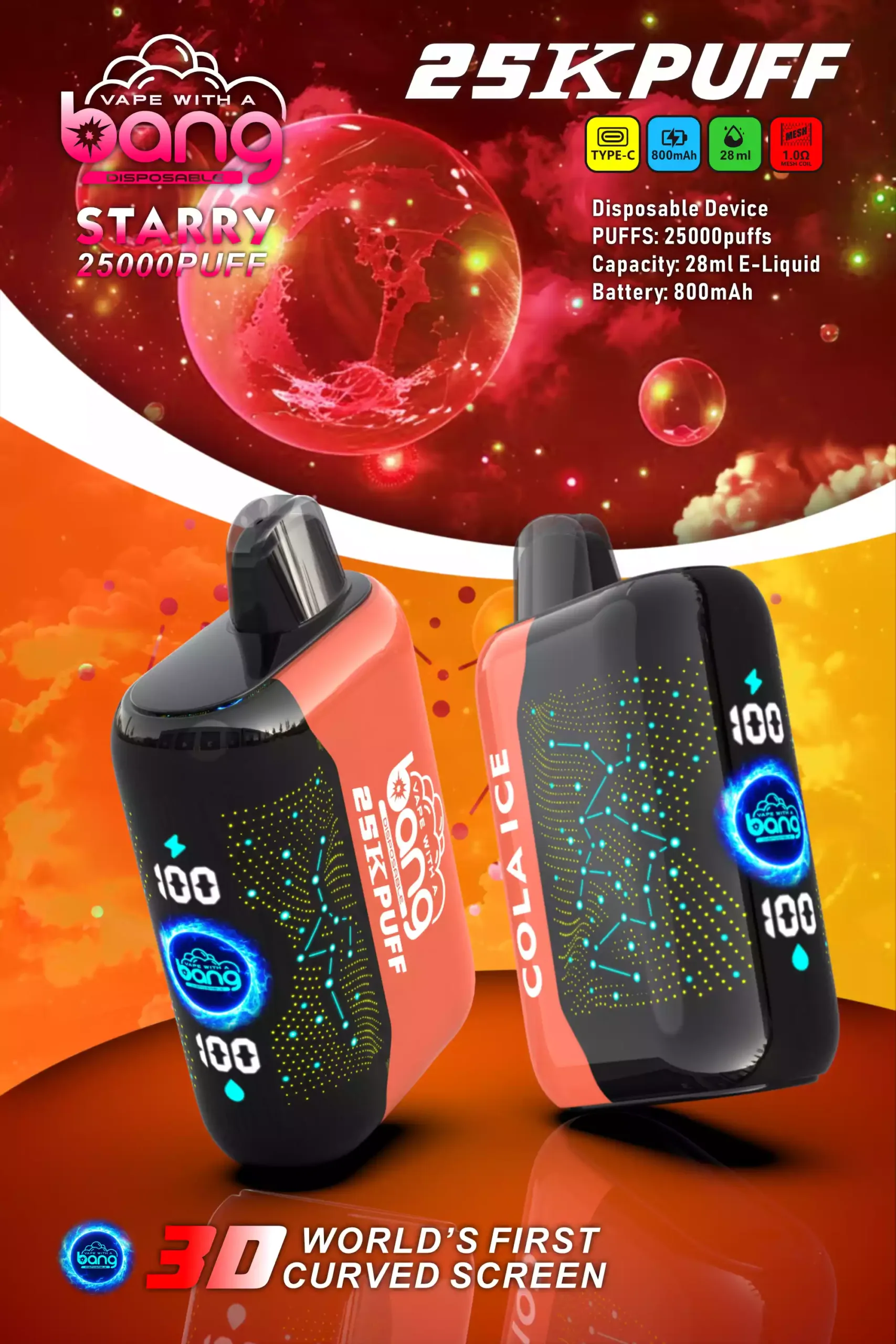 Bang STARRY 25000 Puffs Disposable Vape Autonomie Goût Liberté