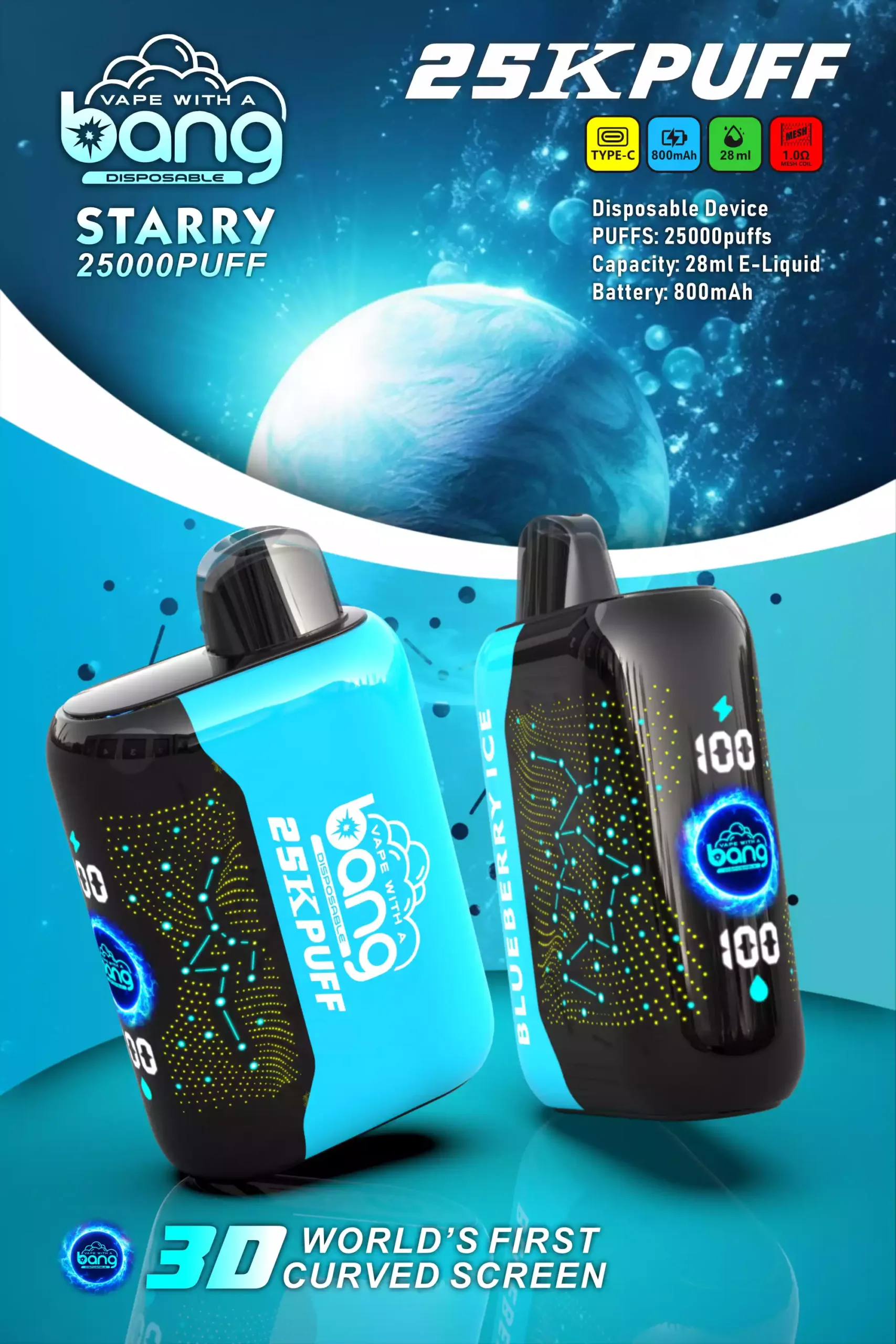 Bang STARRY 25000 Puffs Disposable Vape Autonomie Goût Liberté