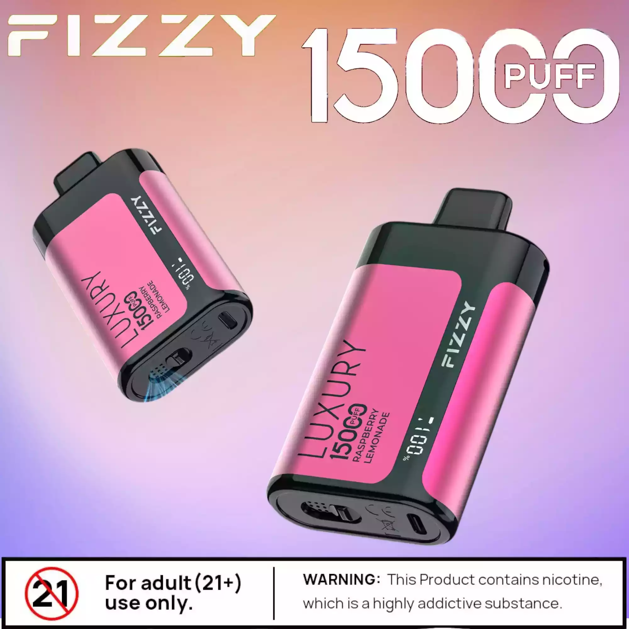 Fizzy Luxury 15000 Puffs Vape Fruitée avec Mesh Coil 22ml