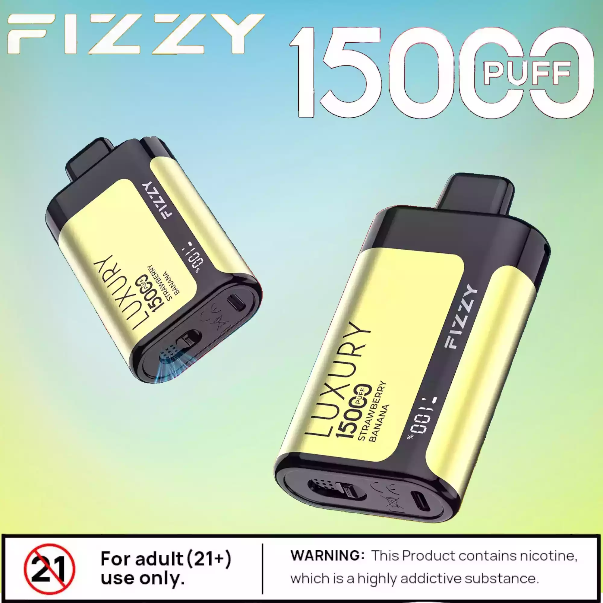 Fizzy Luxury 15000 Puffs Vape Fruitée avec Mesh Coil 22ml