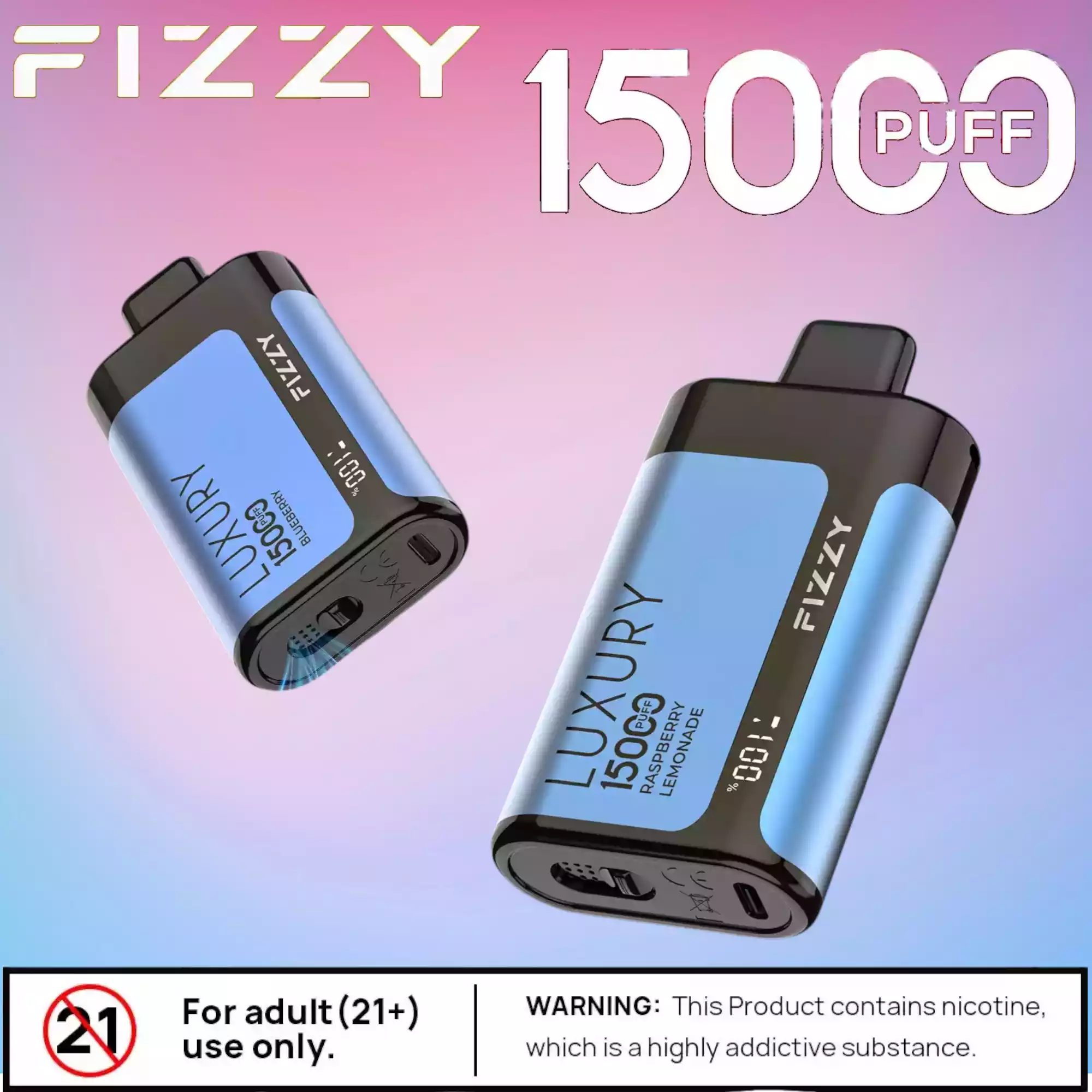 Fizzy Luxury 15000 Puffs Vape Fruitée avec Mesh Coil 22ml